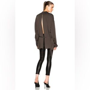 Helmut Lang Back Knot Top - silk olive green